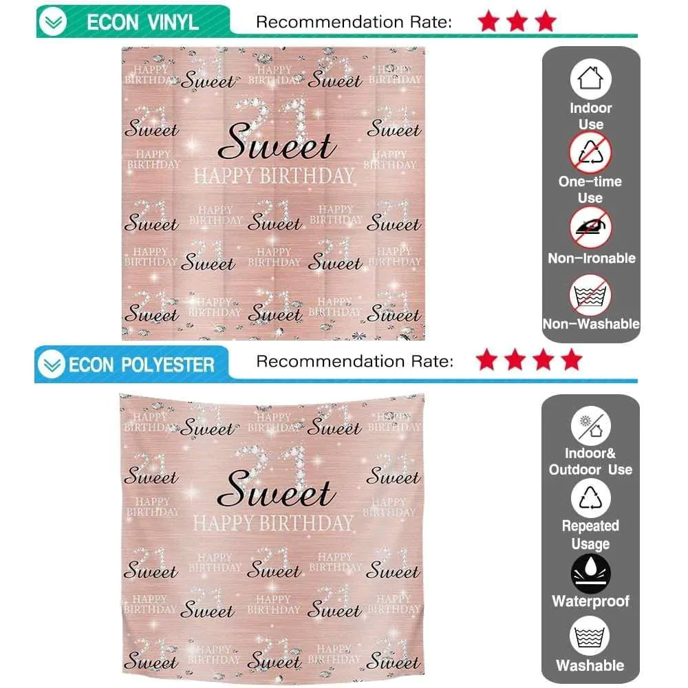Allenjoy Sweet 21th Birthday Backdrop Step and Repeat Diamons for Girl - Allenjoystudio
