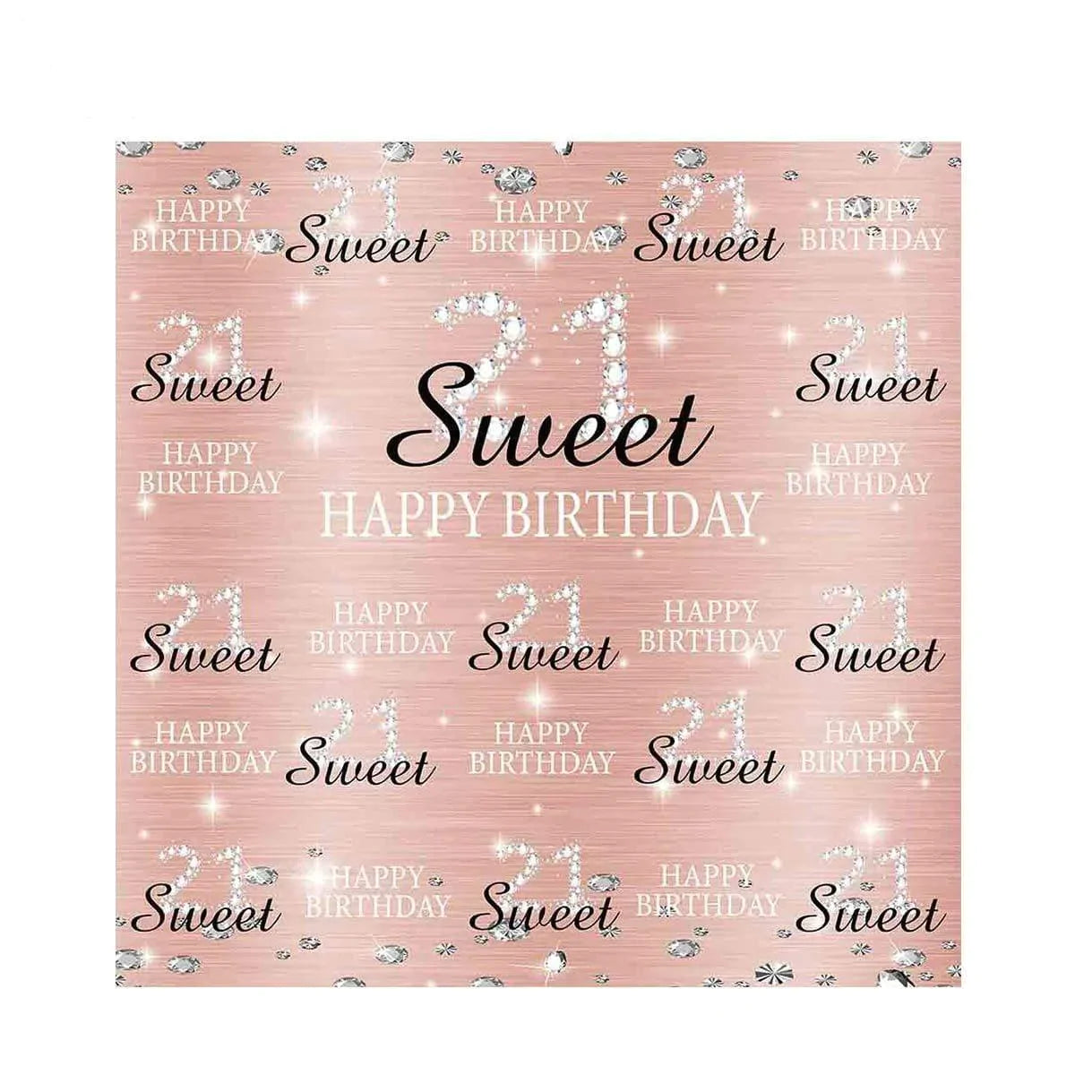 Allenjoy Sweet 21th Birthday Backdrop Step and Repeat Diamons for Girl - Allenjoystudio