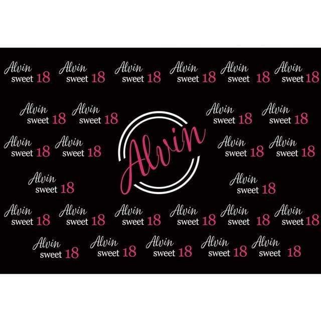 Allenjoy Sweet 18 Custom Name Step and Repeat Birthday Backdrop - Allenjoystudio