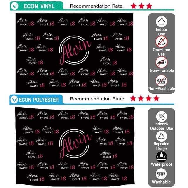 Allenjoy Sweet 18 Custom Name Step and Repeat Birthday Backdrop - Allenjoystudio