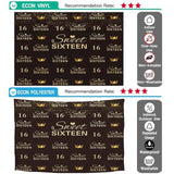 Allenjoy Sweet Sixteen Gold Glittler Crown Repeat Birthday Backdrop - Allenjoystudio
