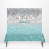 Allenjoy Sweet 16th Birthday Blue Sparkling Backdrops Bokeh Tablecloth