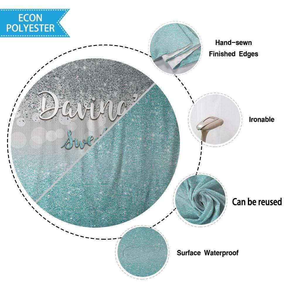 Allenjoy Sweet 16th Birthday Blue Sparkling Backdrops Bokeh Tablecloth - Allenjoystudio