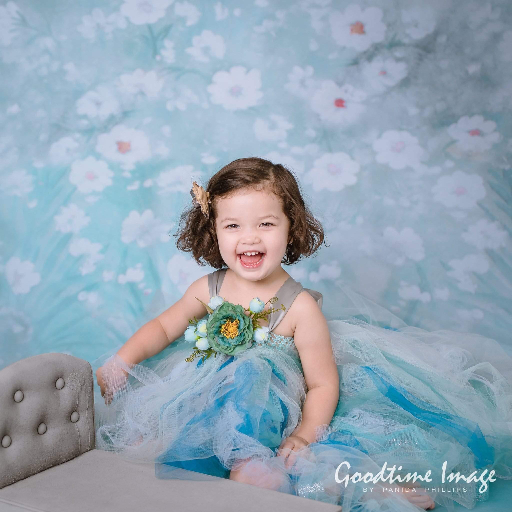 Allenjoy Teal Spring Floral Photography Backdrop - Allenjoystudio