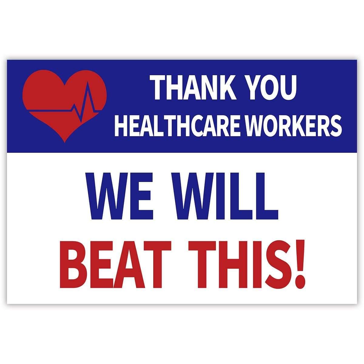 Allenjoy Thank you Healthcare Workers Heroes We Will Beat This Garden Sign Banners - Allenjoystudio