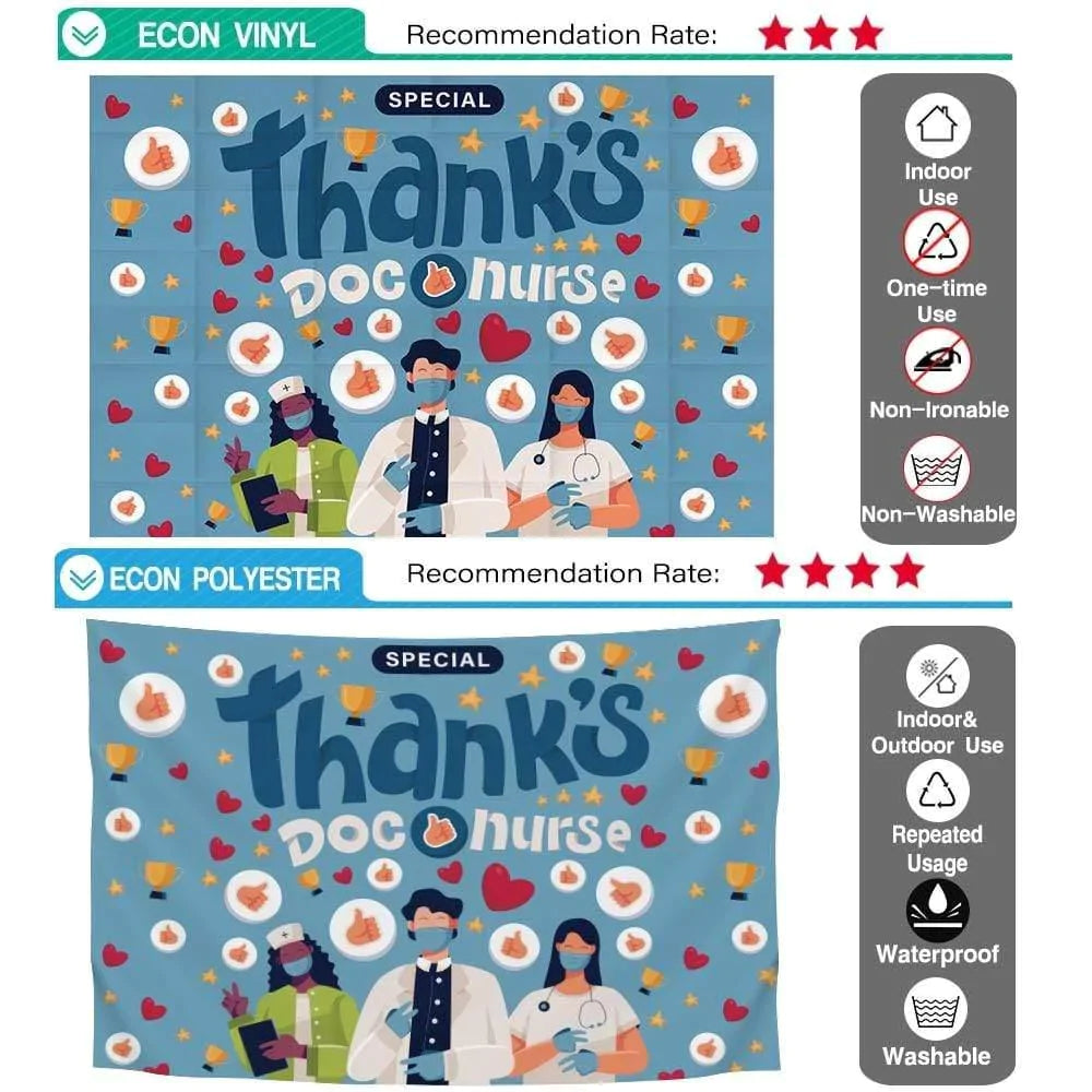 Allenjoy Thanks Doc Nurse Like Love Decor Blue Background Banner for Healthcare Heroes - Allenjoystudio