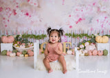 Allenjoy Thanksgiving day Floral Pumpkin Backdrop Designed by Panida Phillips