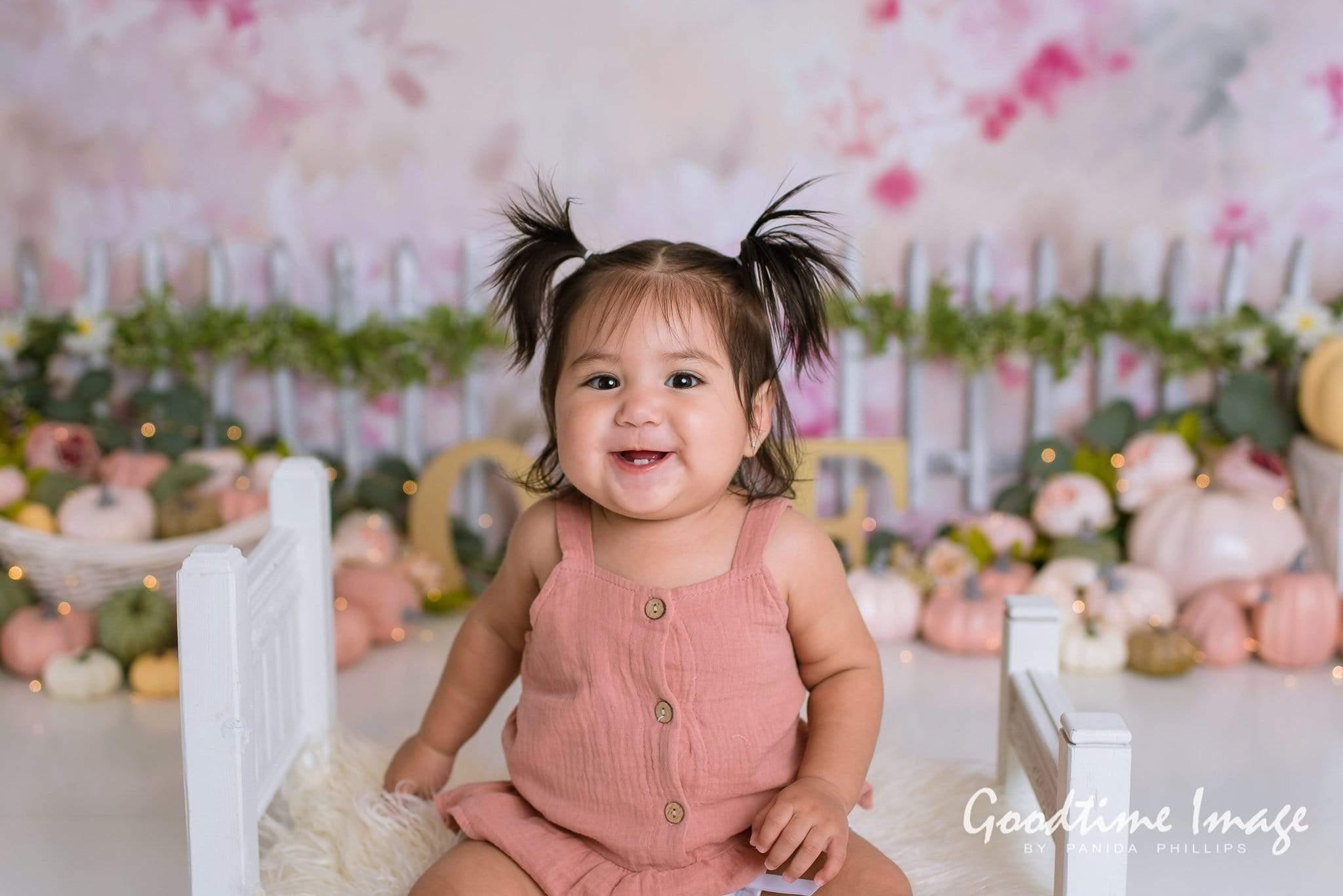 Allenjoy Thanksgiving day Floral Pumpkin Backdrop Designed by Panida Phillips - Allenjoystudio