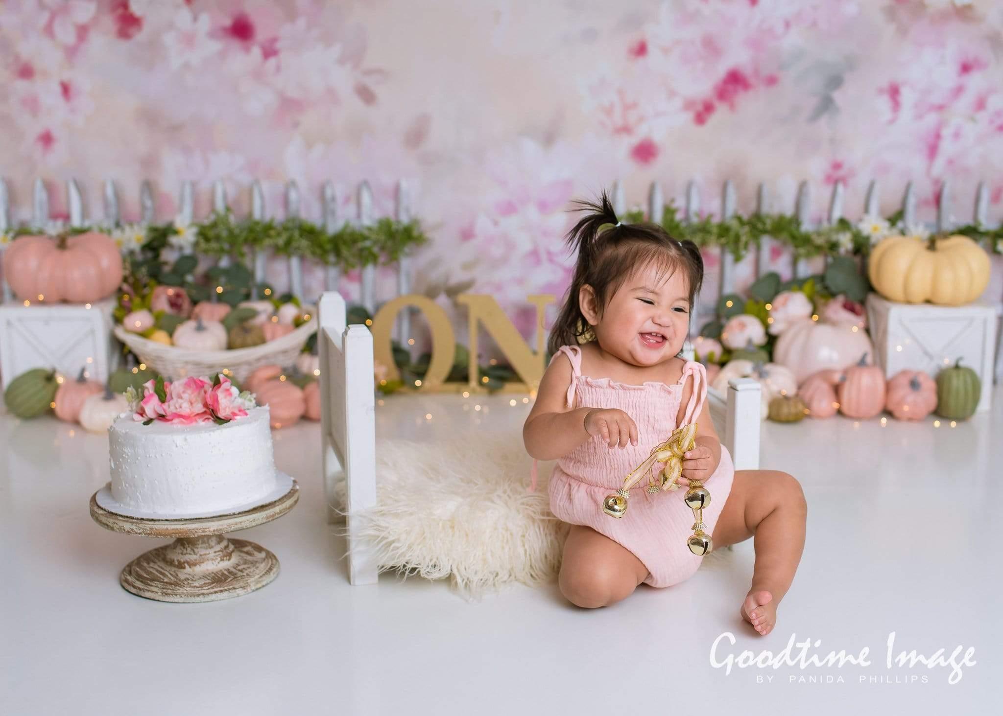 Allenjoy Thanksgiving day Floral Pumpkin Backdrop Designed by Panida Phillips - Allenjoystudio