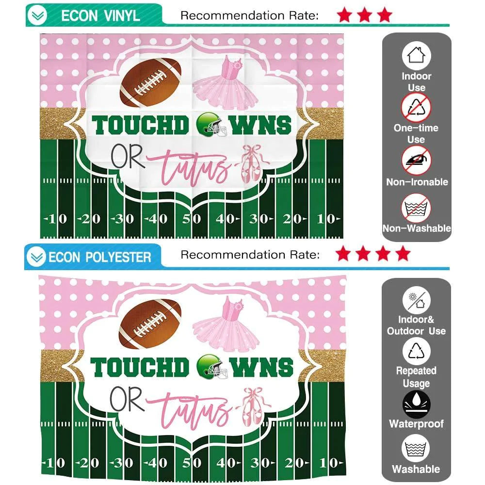 Allenjoy Touchdowns or Tutus Gender Reveal Backdrop - Allenjoystudio