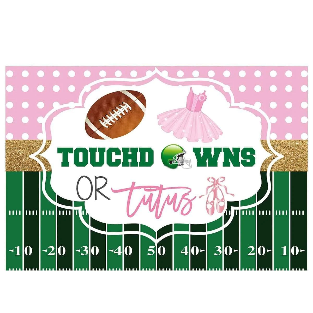 Allenjoy Touchdowns or Tutus Gender Reveal Backdrop - Allenjoystudio