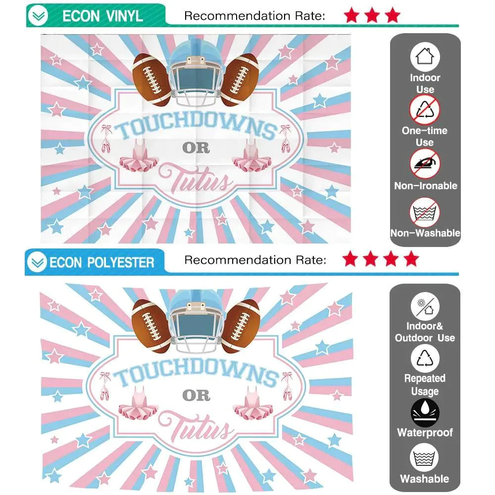 Allenjoy Touchdowns or Tutus Gender Reveal Pink and Blue Stripes Backdrop - Allenjoystudio