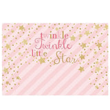 Allenjoy Twinkle Twinkle Little Stars Pink and White Stripes Backdrop