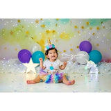 Allenjoy Unicorn Watercolor Cloud Sky Birthday Backdrop