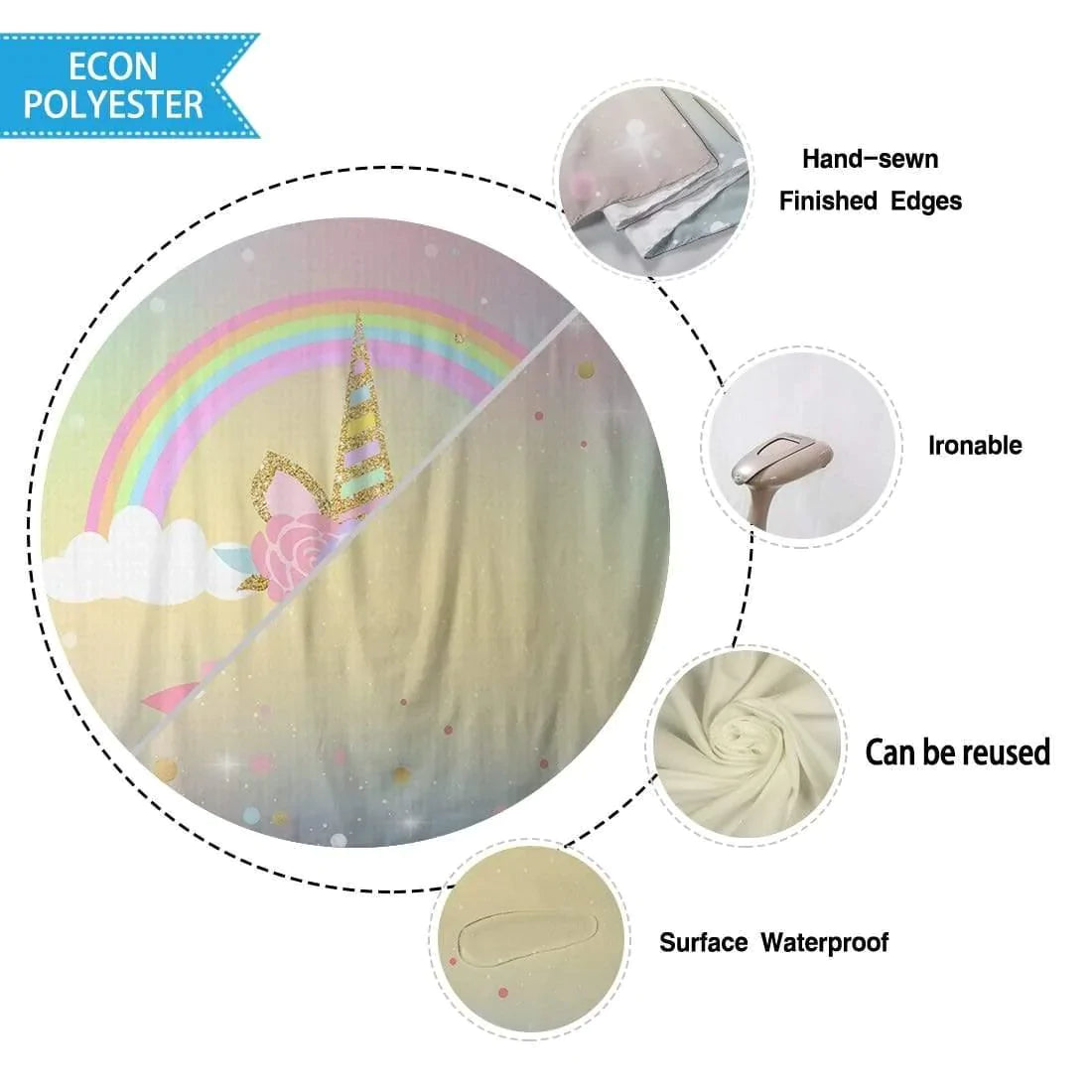 Allenjoy Unicorn Rainbow Flower Banner Tablecloth for Birthday Party - Allenjoystudio