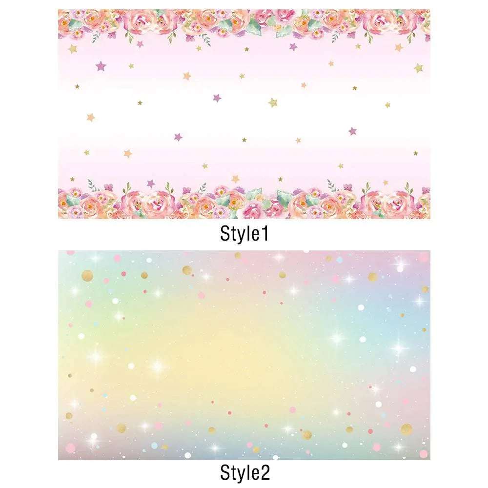 Allenjoy Unicorn Rainbow Flower Banner Tablecloth for Birthday Party - Allenjoystudio