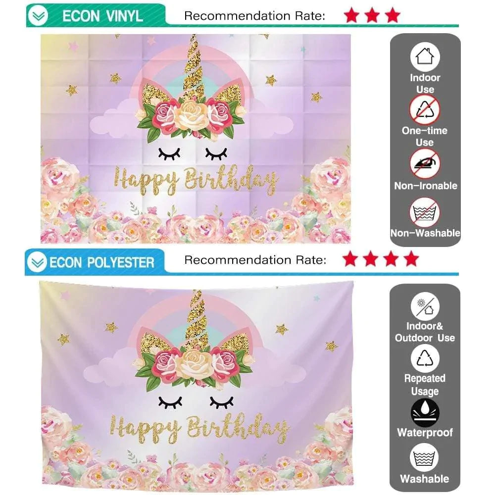 Allenjoy Unicorn Rainbow Pink Golden Backdrop for Girls - Allenjoystudio