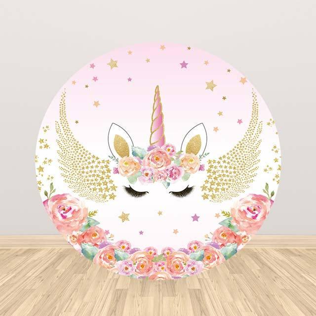 Allenjoy Unicorn Round Backdrop Cylinder Cover for Birthday Party - Allenjoystudio