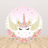 Allenjoy Unicorn Round Backdrop Cylinder Cover for Birthday Party - Allenjoystudio