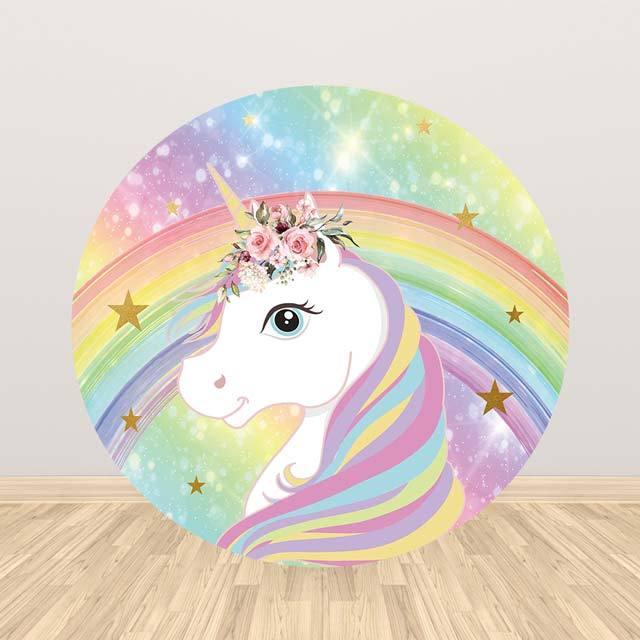 Allenjoy Unicorn Round Backdrop Cylinder Cover for Birthday Party - Allenjoystudio