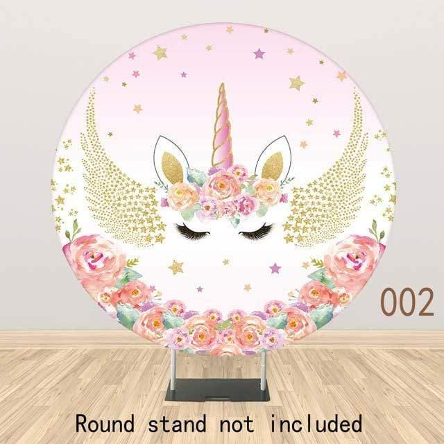 Allenjoy Unicorn Round Backdrop Cylinder Cover for Birthday Party - Allenjoystudio