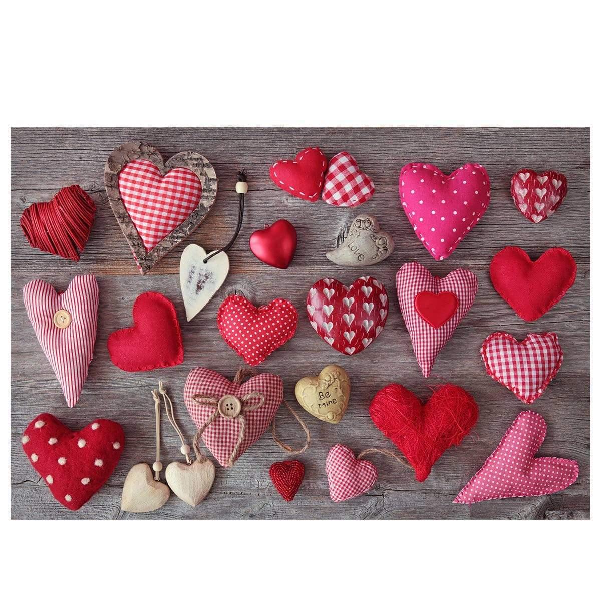 Allenjoy Valentine Backdrop Fabricated Love Ornaments on Wooden - Allenjoystudio