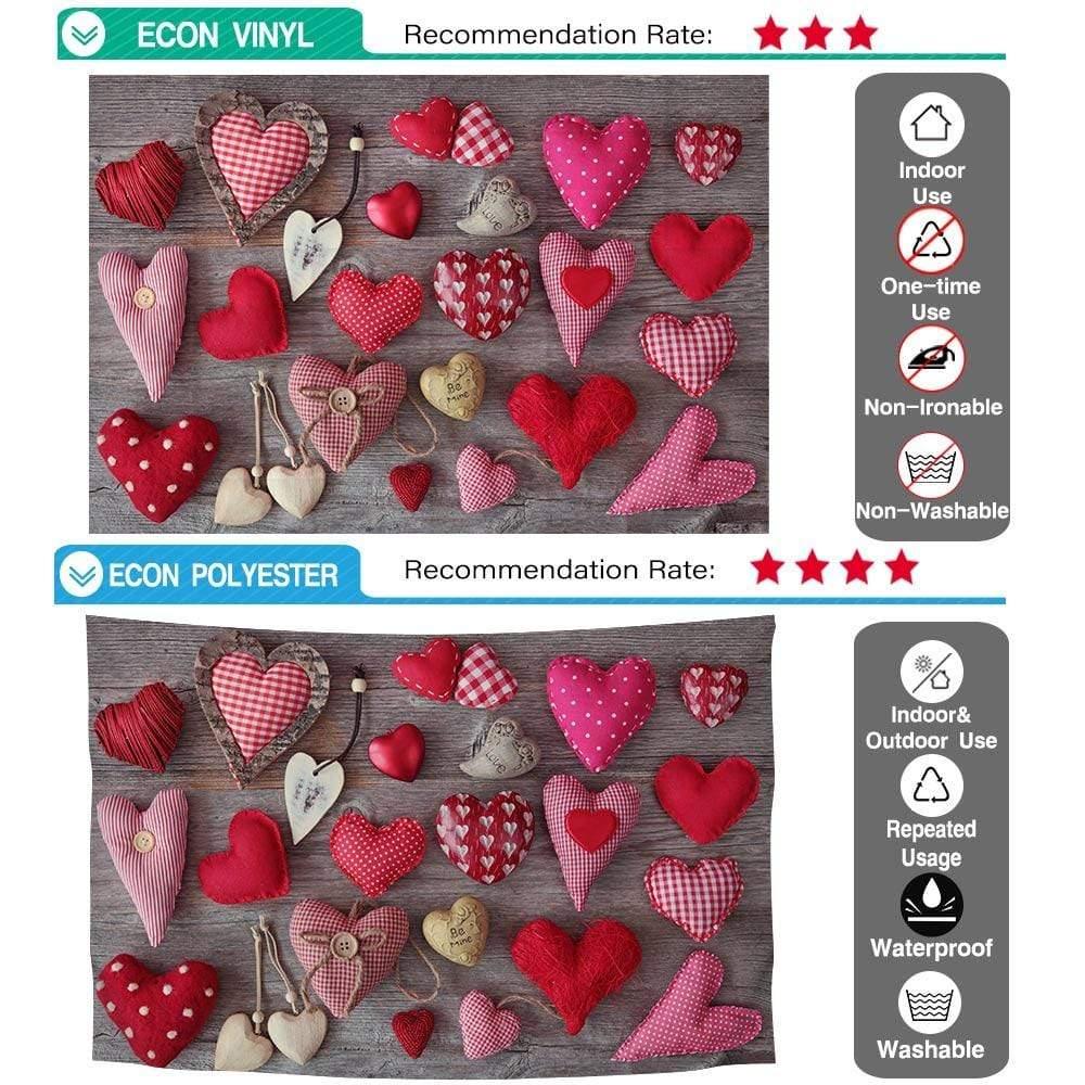 Allenjoy Valentine Backdrop Fabricated Love Ornaments on Wooden - Allenjoystudio