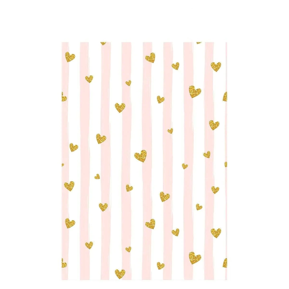 Allenjoy Valentine Day Backdrop with Golden Heart Pink and White Stripes - Allenjoystudio