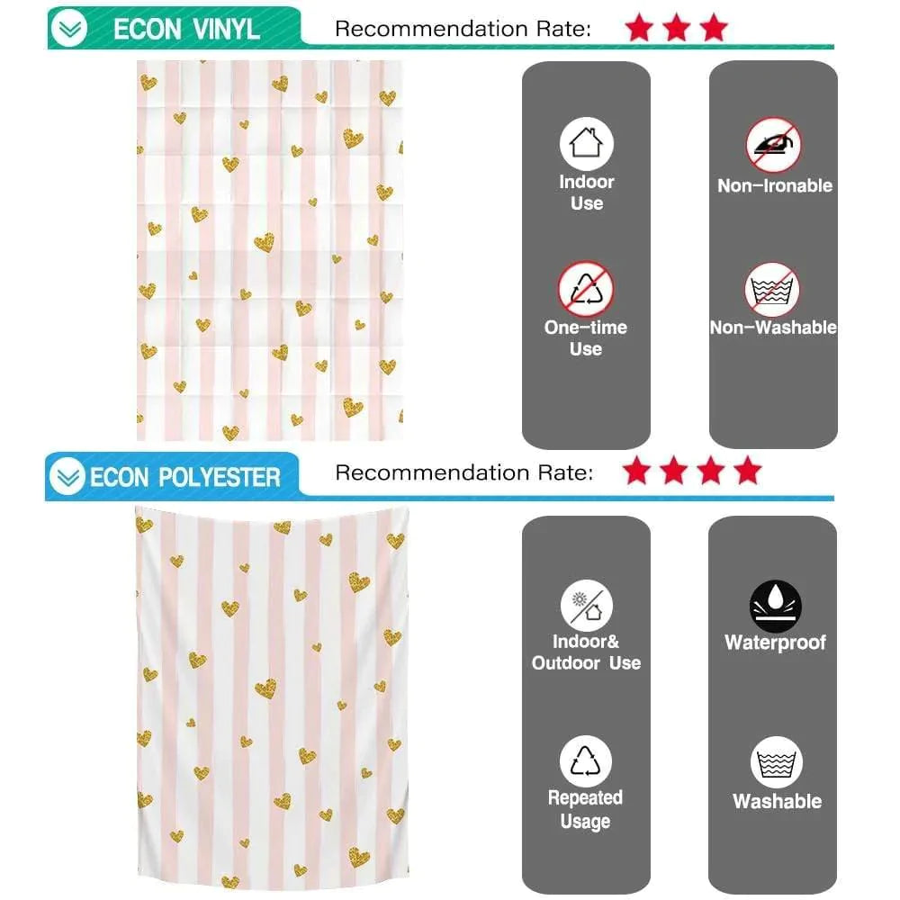 Allenjoy Valentine Day Backdrop with Golden Heart Pink and White Stripes - Allenjoystudio