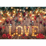 Allenjoy Valentine Wooden Backdrop Love Rose for Wedding