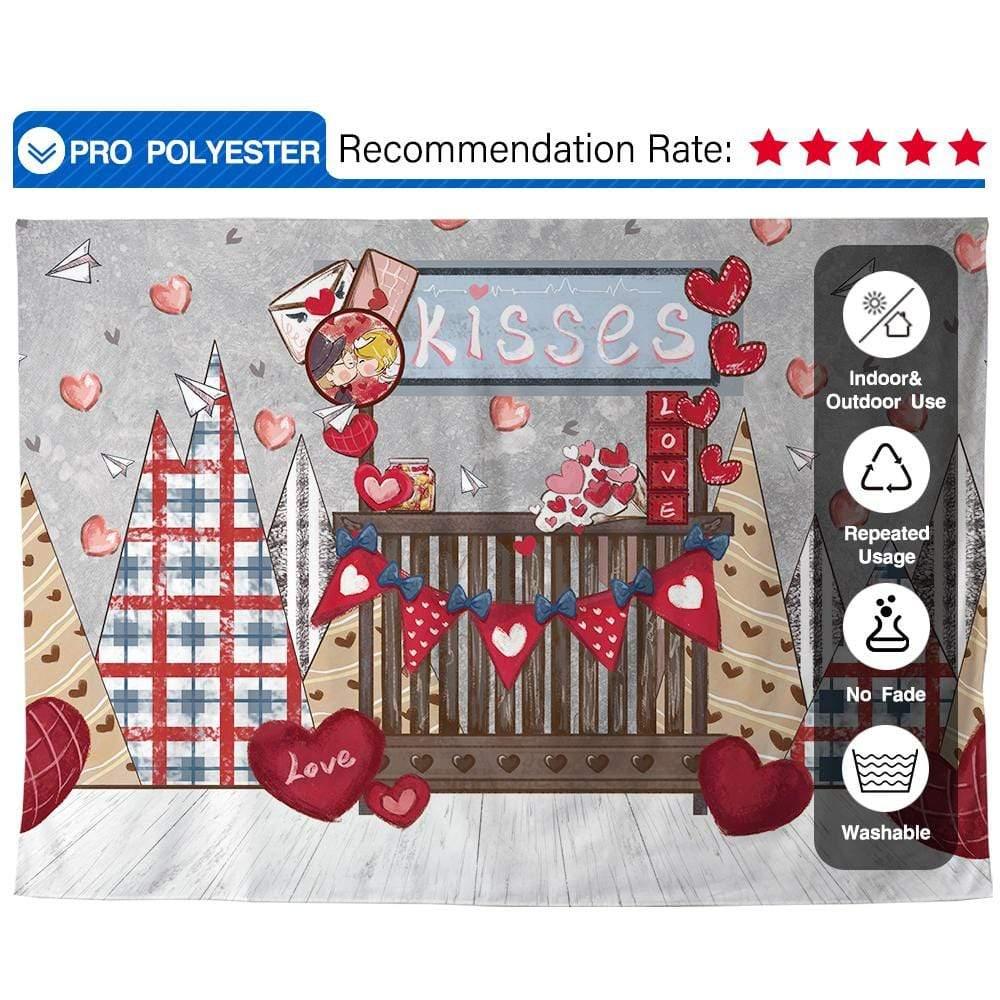 Allenjoy Valentine's Day Kissig Booth Backdrop Hand-Painted Wooden Floor - Allenjoystudio