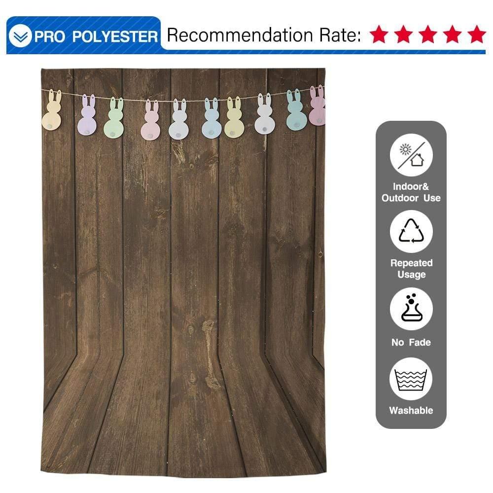 Allenjoy Walnut Wood Easter Rabbits Decor Backdrop - Allenjoystudio