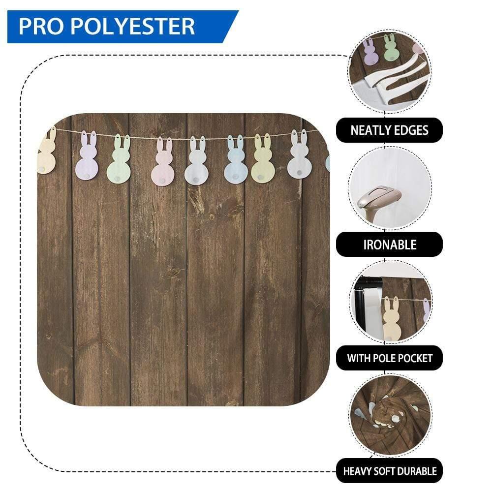 Allenjoy Walnut Wood Easter Rabbits Decor Backdrop - Allenjoystudio