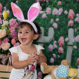 Allenjoy Beautiful Forest Pink Floral White Fence Grass Backdrop - Allenjoystudio