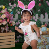 Allenjoy Beautiful Forest Pink Floral White Fence Grass Backdrop