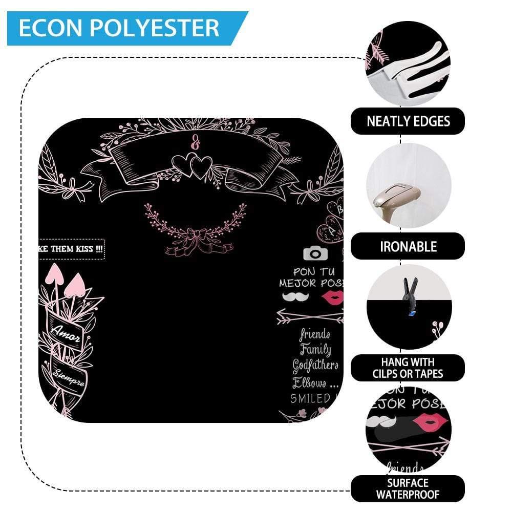 Allenjoy Wedding Chalkboard Custom Backdrop with Pink Love Heart - Allenjoystudio