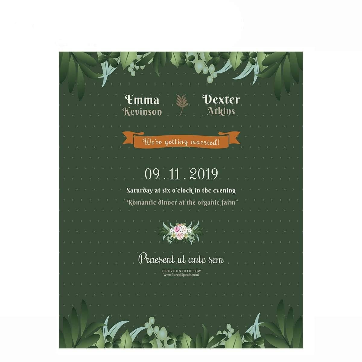 Allenjoy Green Leaves Dots Flowers Custom Wedding Backdrop - Allenjoystudio