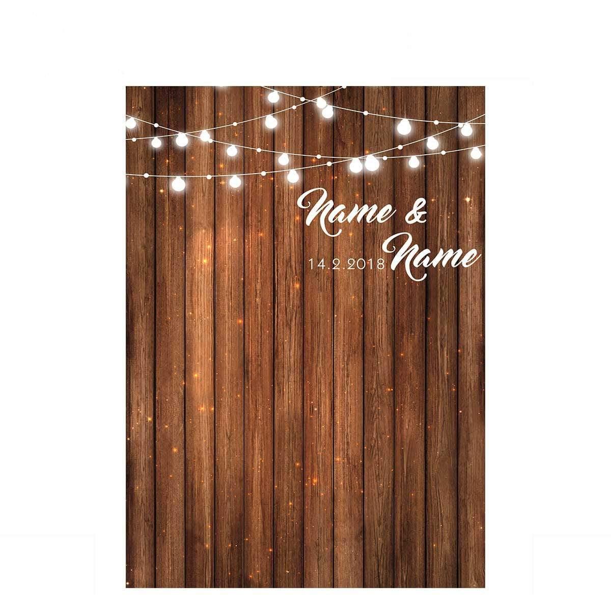 Allenjoy Wedding Wood Board Backdrop with Shiny Light - Allenjoystudio
