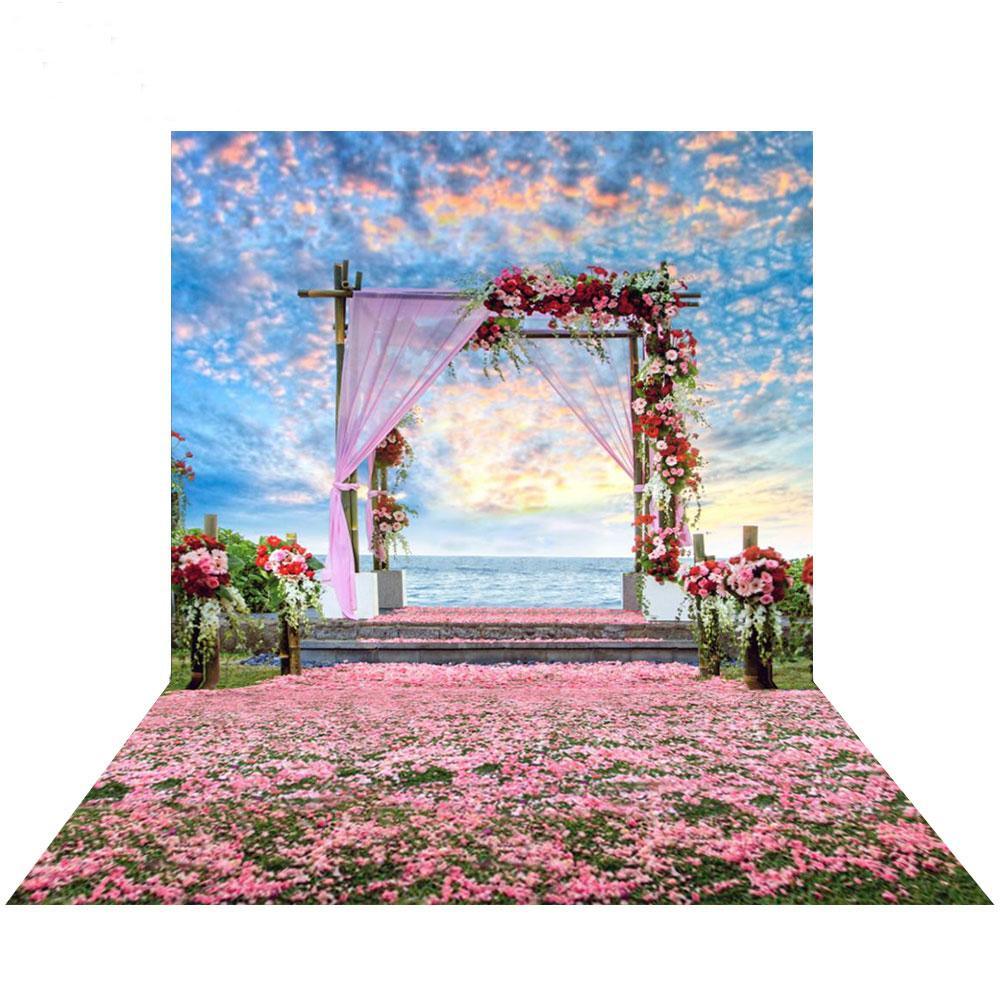 Allenjoy Blue Sky Sunshine Flower Road Photography Backdrop - Allenjoystudio