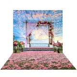 Allenjoy Blue Sky Sunshine Flower Road Photography Backdrop