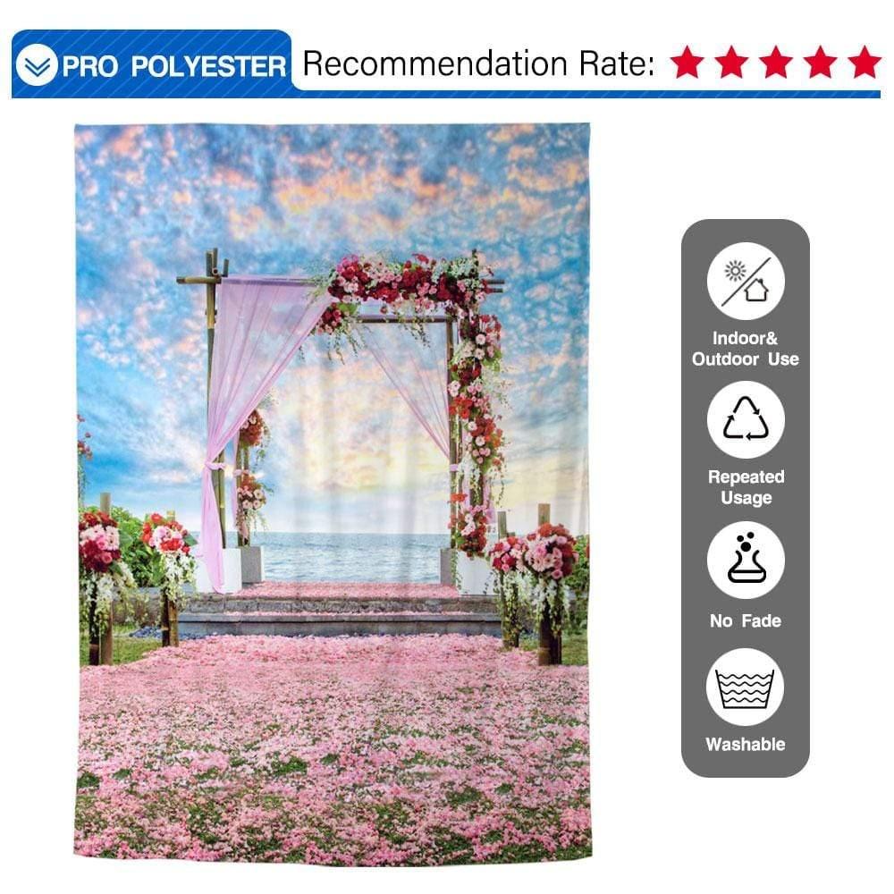 Allenjoy Blue Sky Sunshine Flower Road Photography Backdrop - Allenjoystudio