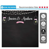 Allenjoy Wedding Customize Name Date Black Shiny Firefly Backdrop - Allenjoystudio