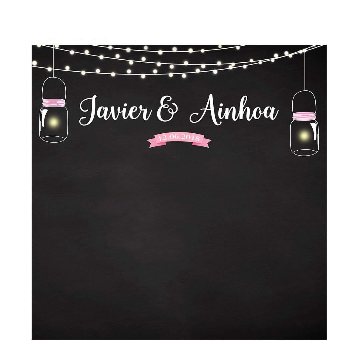 Allenjoy Wedding Customize Name Date Black Shiny Firefly Backdrop - Allenjoystudio