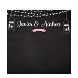 Allenjoy Wedding Customize Name Date Black Shiny Firefly Backdrop