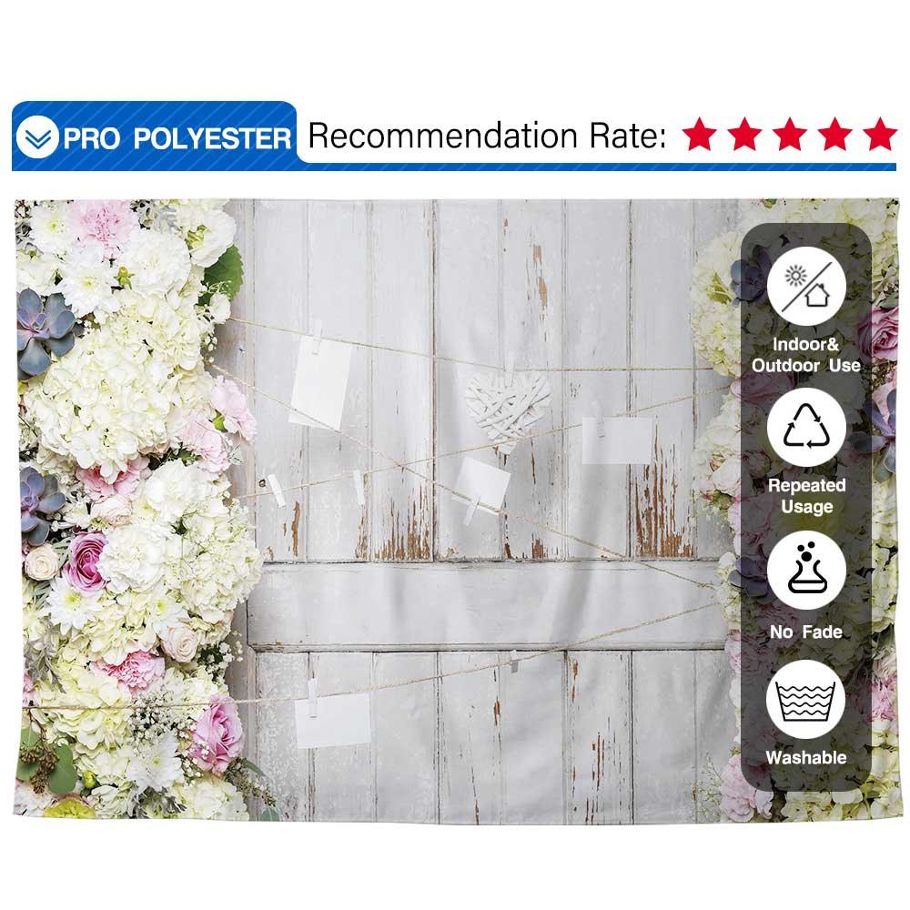 Allenjoy White Wooden Wall with Floral Backdrop for Mother's Day - Allenjoystudio