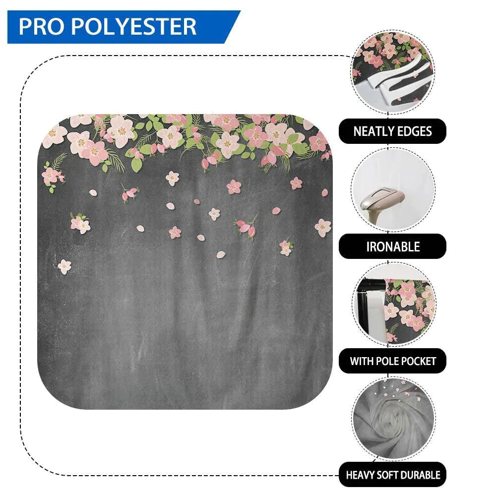 Allenjoy Pink Little Flowers Romantic Chalkboard Wedding Backdrop - Allenjoystudio