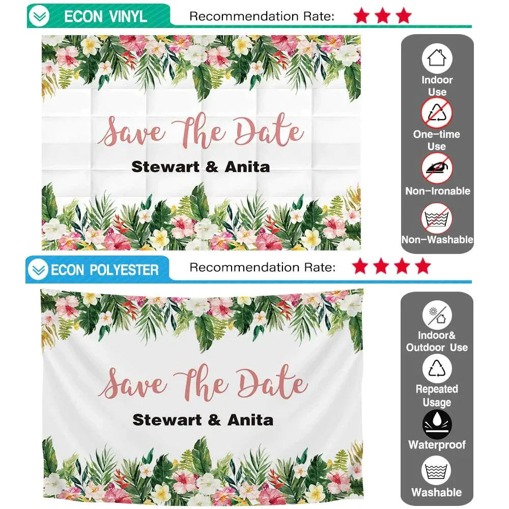 Allenjoy Wedding Custom Floral Personalized Backdrop - Allenjoystudio
