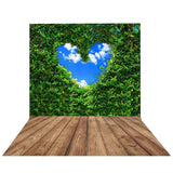 Allenjoy Wedding Valentine Green Tree Heart Sky Cloud  Backdrop