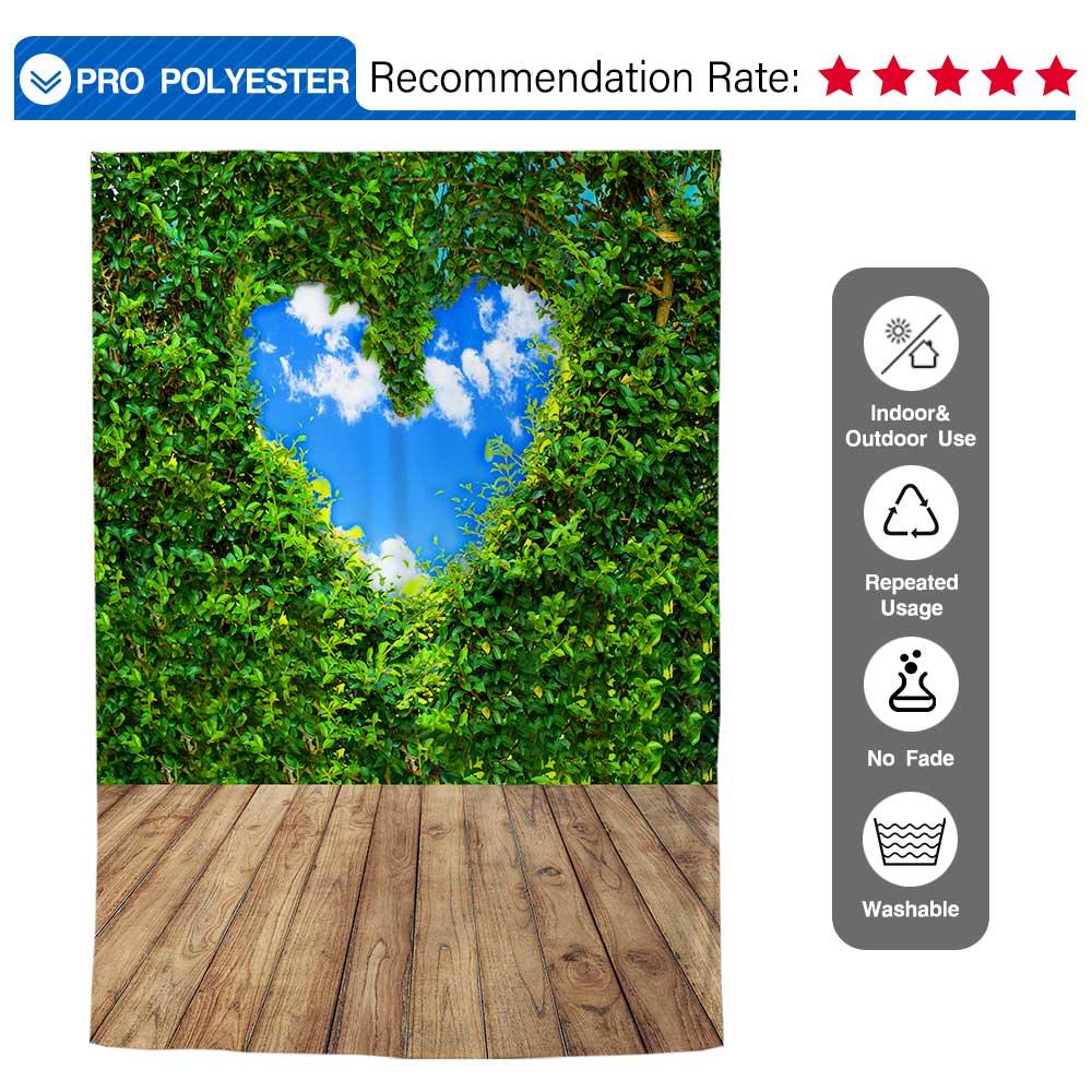 Allenjoy Wedding Valentine Green Tree Heart Sky Cloud  Backdrop - Allenjoystudio
