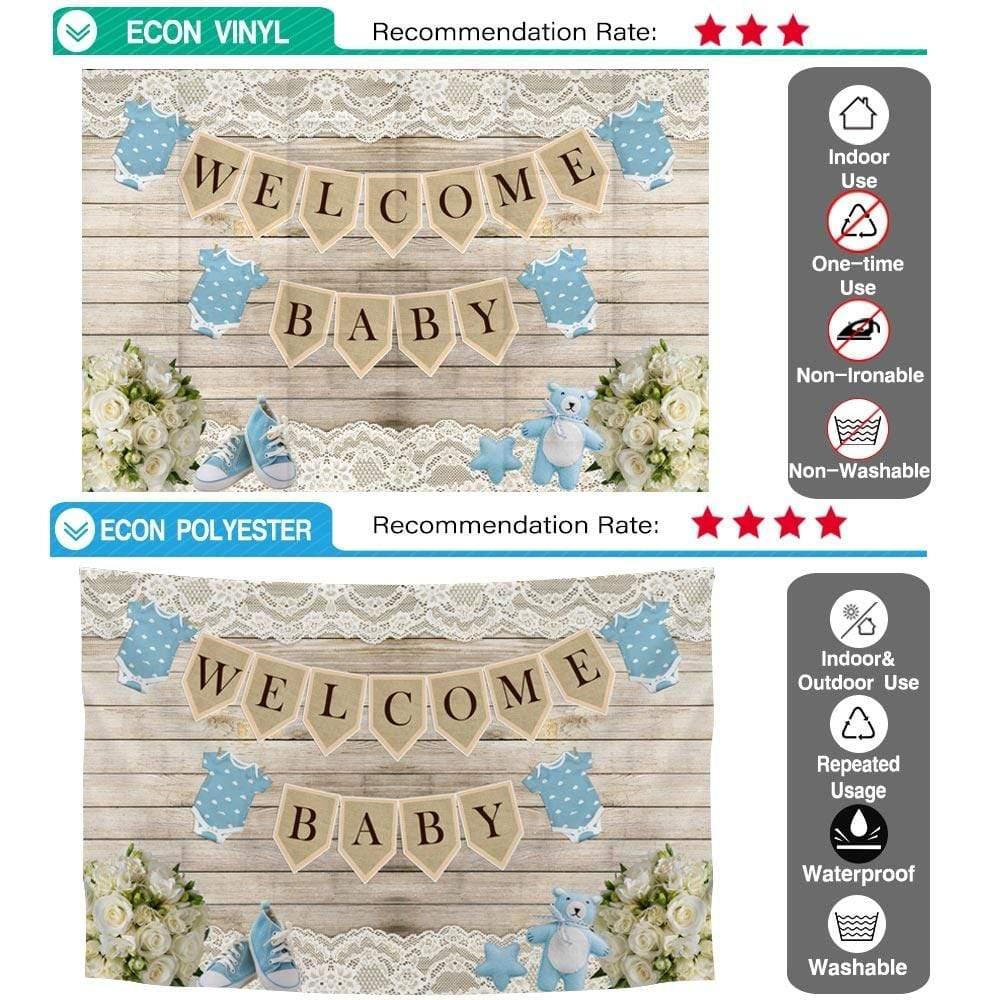 Allenjoy Welcome Baby Flags Flower Bear Wood Wall Background for Boys - Allenjoystudio
